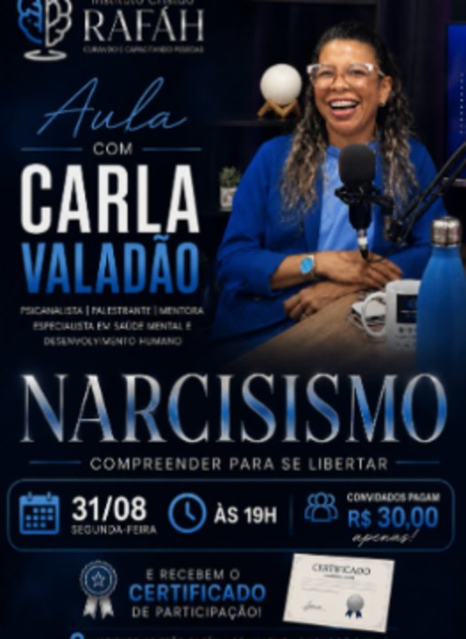Post do Instagram: aula com convidada sobre narcisismo